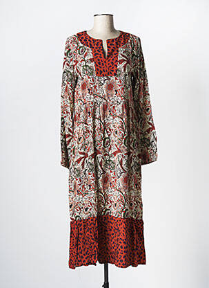 Rochie midi imprimeu fantezie mâneci lungi maro LA FEE MARABOUTEE femeie
