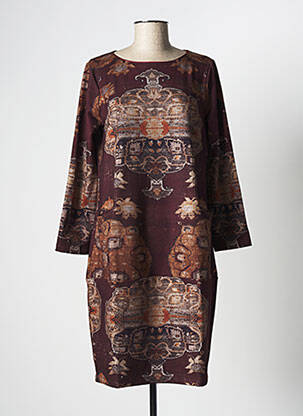 Rochie midi mâneci 3/4 mâneci 3/4 maro LA FEE MARABOUTEE femeie