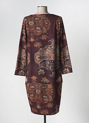 Rochie midi mâneci 3/4 mâneci 3/4 maro LA FEE MARABOUTEE femeie