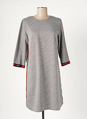 Rochie scurtă mâneci 3/4 mâneci 3/4 gri C'EST BEAU LA VIE femeie