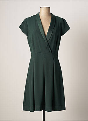Rochie midi țesătură crep mâneci scurte verde QUEENIE femeie