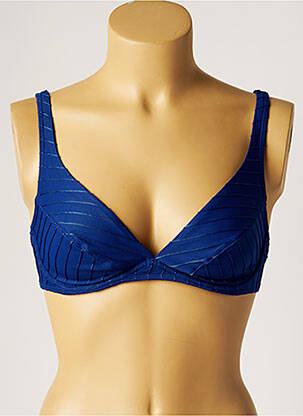 Sutien de costum de baie elasticitate sutien balconet cu decolteu înalt albastru LOU femeie