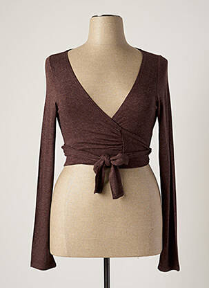Cardigan petrecut elasticitate maro MYRINE & ME femeie