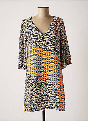 Rochie scurtă mâneci 3/4 mâneci 3/4 portocalie NINATI femeie