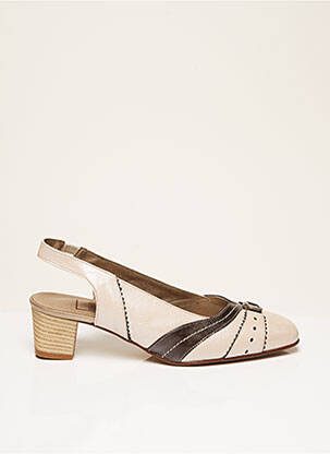Sandale/pantofi decupați material neted toc de 4 la 6 cm bej HASLEY femeie