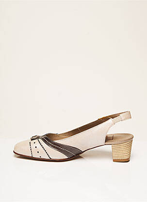 Sandale/pantofi decupați material neted toc de 4 la 6 cm bej HASLEY femeie