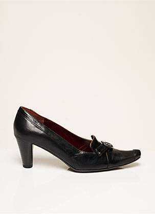Pantofi cu toc țesătură satinată toc de 7 la 9 cm negru FEELING femeie