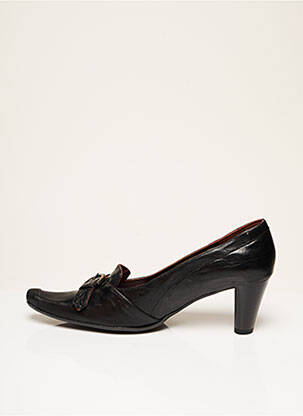 Pantofi cu toc țesătură satinată toc de 7 la 9 cm negru FEELING femeie