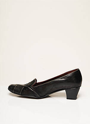 Pantofi cu toc țesătură satinată toc de 4 la 6 cm negru FEELING femeie
