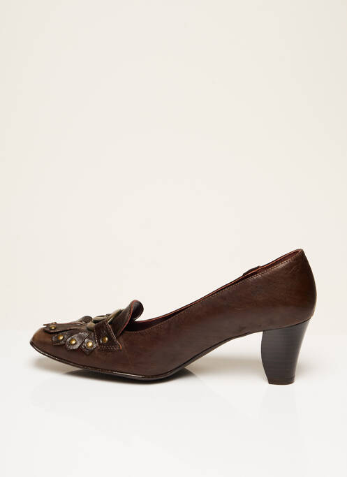 Pantofi cu toc maro FEELING femeie