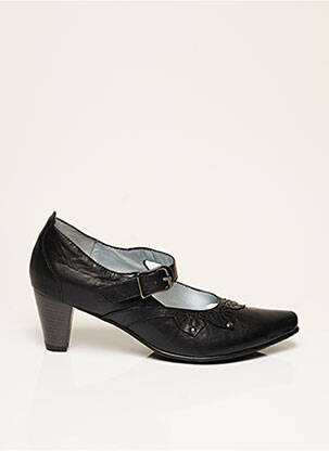 Pantofi cu toc țesătură satinată toc de 4 la 6 cm negru ARTIKA SOFT femeie