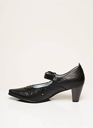 Pantofi cu toc țesătură satinată toc de 4 la 6 cm negru ARTIKA SOFT femeie