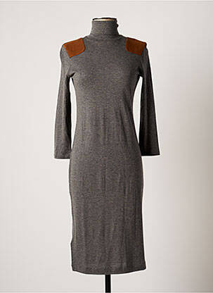 Rochie midi mâneci 3/4 mâneci 3/4 gri RALPH LAUREN femeie