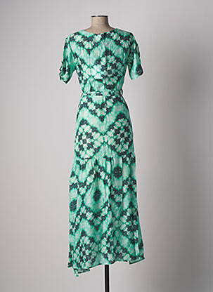 Rochie lungă imprimeu fantezie mâneci scurte verde STELLA FOREST femeie