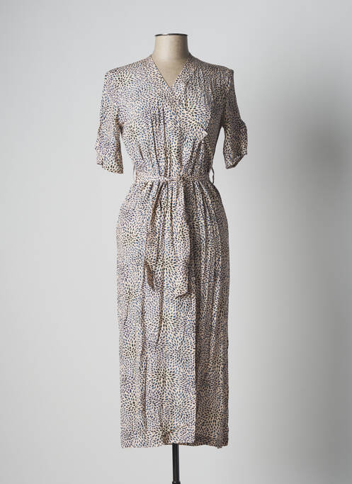 Rochie lungă imprimeu fantezie mâneci scurte bej SOEUR femme