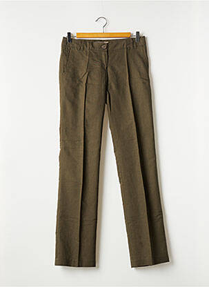 Pantalon drept țesătură poplin mărime normală verde MANGO femeie