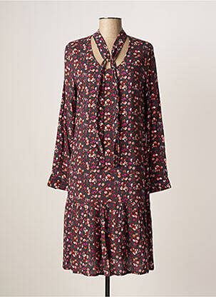 Rochie midi imprimeu floral mâneci lungi gri AGATHE & LOUISE femeie