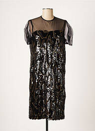 Rochie midi imprimeu fantezie mâneci scurte negru DIXIE femme