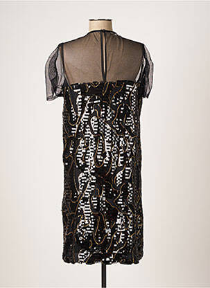 Rochie midi imprimeu fantezie mâneci scurte negru DIXIE femeie