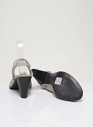 Sandale/pantofi decupați material neted toc de 7 la 9 cm gri OXS femeie