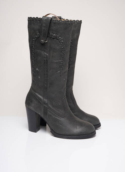 Cizme toc pătrat toc de 7 la 9 cm gri CARLA femme