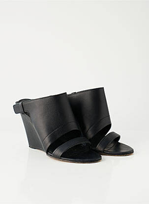 Sandale/pantofi decupați material neted toc de 7 la 9 cm negru VINCE. femeie