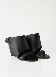 Sandale/pantofi decupați material neted toc de 7 la 9 cm negru VINCE. femeie