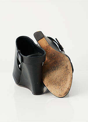 Sandale/pantofi decupați material neted toc de 7 la 9 cm negru VINCE. femeie