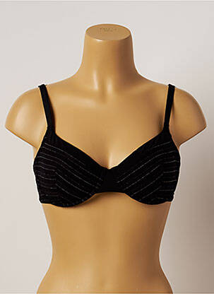 Sutien de costum de baie bretele elastice reglabile negru LOU femeie