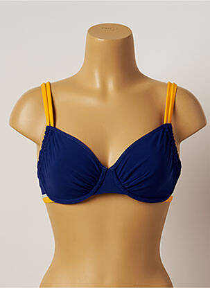 Sutien de costum de baie elasticitate sutien cupe întregi cu decolteu înalt albastru BELCOR femeie