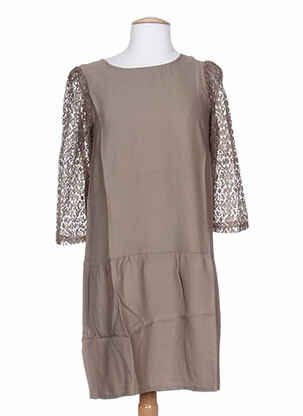 Rochie midi mâneci 3/4 mâneci 3/4 maro COLEEN BOW femeie