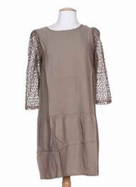 Rochie midi mâneci 3/4 mâneci 3/4 maro COLEEN BOW femeie