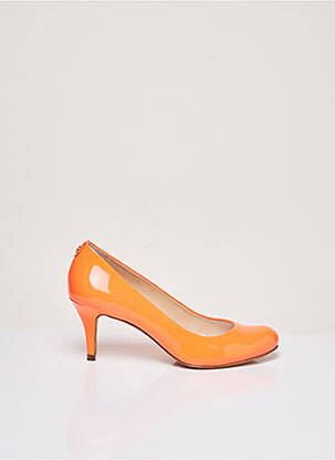 Pantofi cu toc material neted toc de 7 la 9 cm portocalie COSMOPARIS femeie