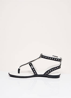Șlapi material neted toc plat până la 3 cm negru WHAT FOR femeie