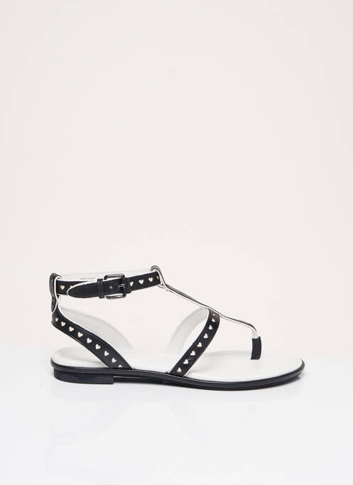 Șlapi material neted toc plat până la 3 cm negru WHAT FOR femme