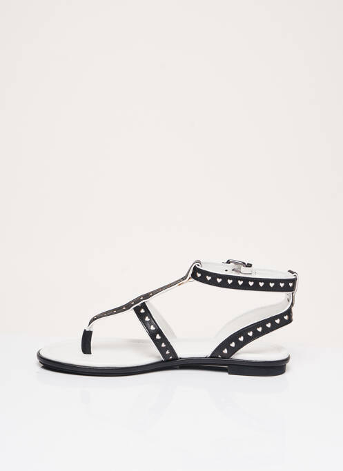 Șlapi material neted toc plat până la 3 cm negru WHAT FOR femme
