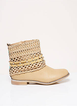 Botine/ghete material neted toc plat până la 3 cm bej BULLBOXER femeie