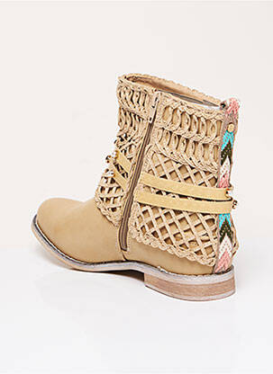 Botine/ghete material neted toc plat până la 3 cm bej BULLBOXER femeie