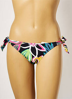 Chiloți de baie imprimeu floral bikini negru CHERRY BEACH femeie