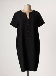 Rochie midi închidere cu fermoar la spate mâneci scurte negru LAUREN VIDAL femme