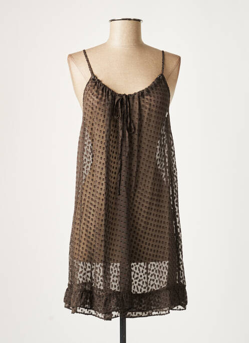 Tunică mâneci lungi imprimeu fantezie maro LAUREN VIDAL femme