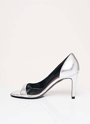 Sandale/pantofi decupați material neted toc de 7 la 9 cm gri MAISON ERNEST femeie