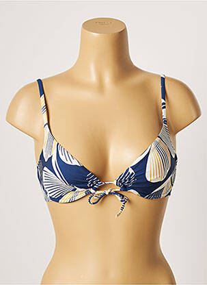 Sutien de costum de baie elasticitate sutien cupe întregi cu decolteu înalt albastru LOU femeie