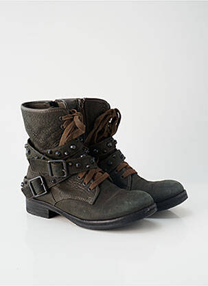 Botine/ghete material neted toc plat până la 3 cm verde ASH femeie
