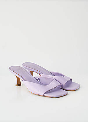 Mulete/saboți material neted toc de 4 la 6 cm violet MANGO femeie