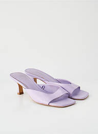 Mulete/saboți material neted toc de 4 la 6 cm violet MANGO femme
