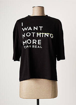 Tricou croială dreaptă mâneci scurte negru HIDNANDER femeie