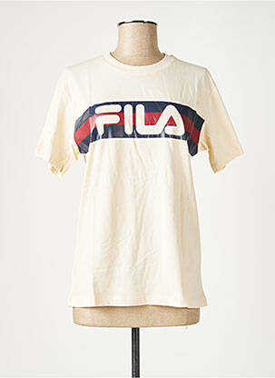 Tricou croială dreaptă mâneci scurte bej FILA femeie