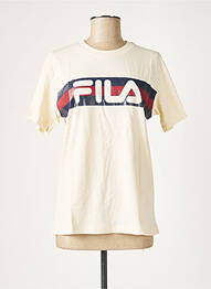 Tricou croială dreaptă mâneci scurte bej FILA femme