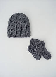 Căciulă tricot gros gri MOON fată